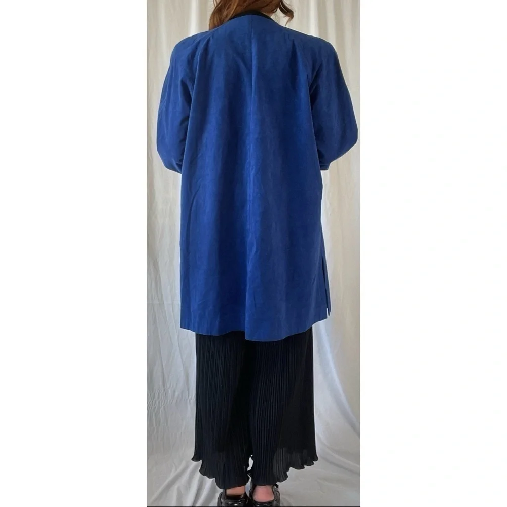 80’s Vintage ‘Ernst Strauss’ Blue UltraSuede Longline Jacket